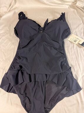 Gottex Black Ruffle Front One-Piece Bathing Suit